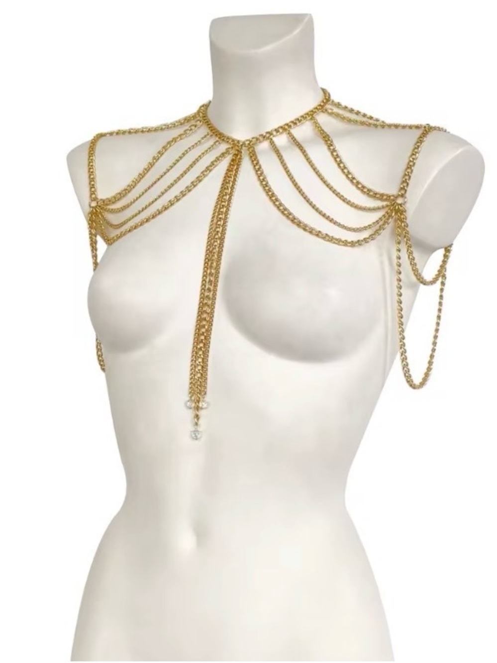 Gold Multi-Chain Shoulder Necklace - Picture 7 of 8